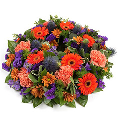 Fleur Coutures Orange &amp; Purple Wreath