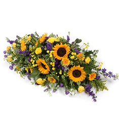 Fleur Coutures Purple &amp; Gold Casket Spray